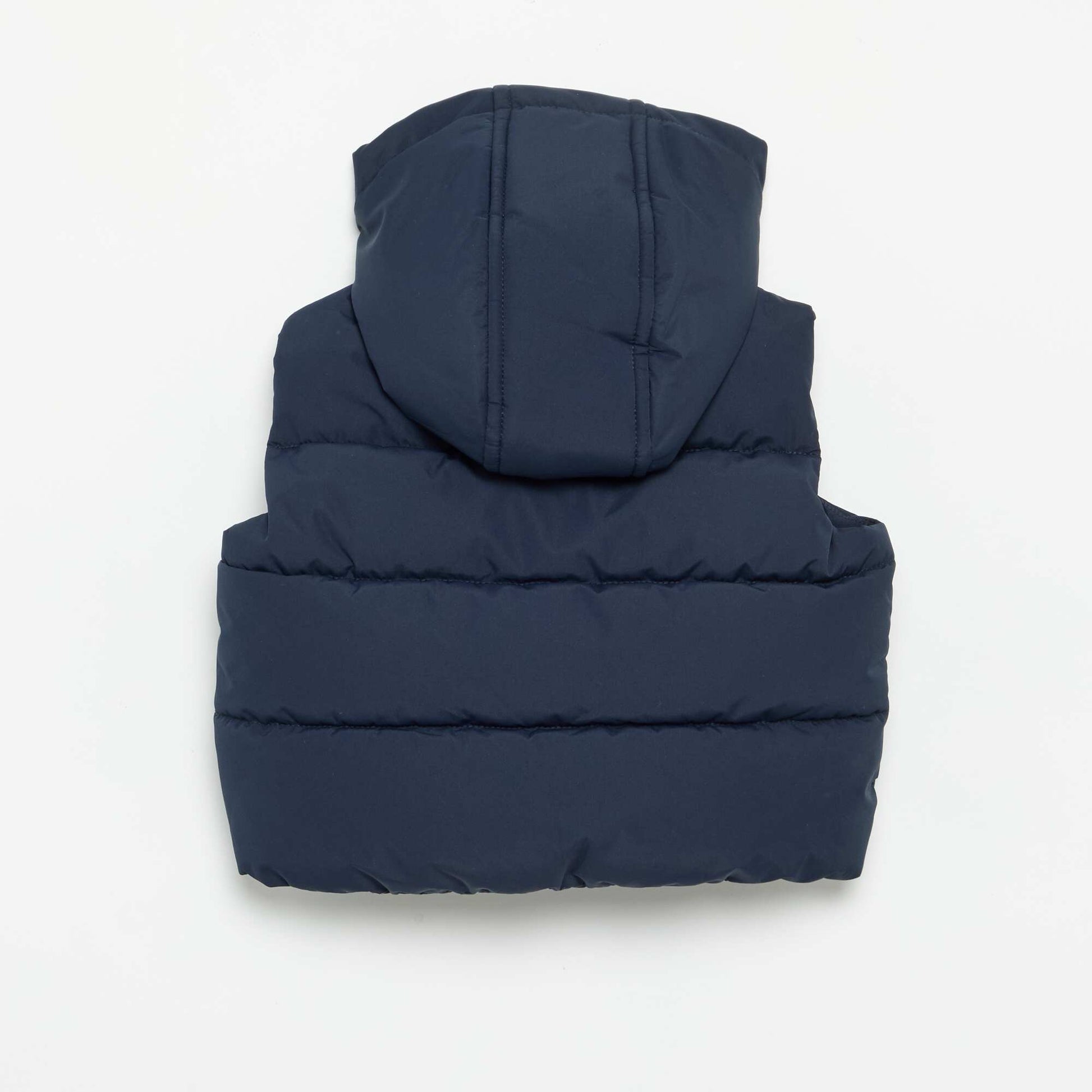 Quilted Hooded Sleeveless Puffer Jacket BLUE