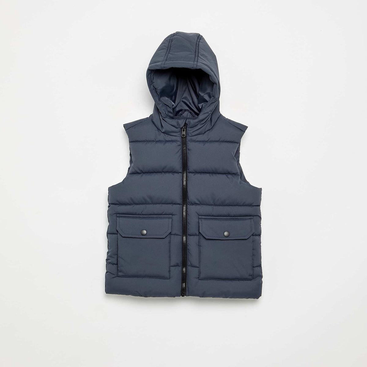 Hooded Sleeveless Puffer Jacket BLUE
