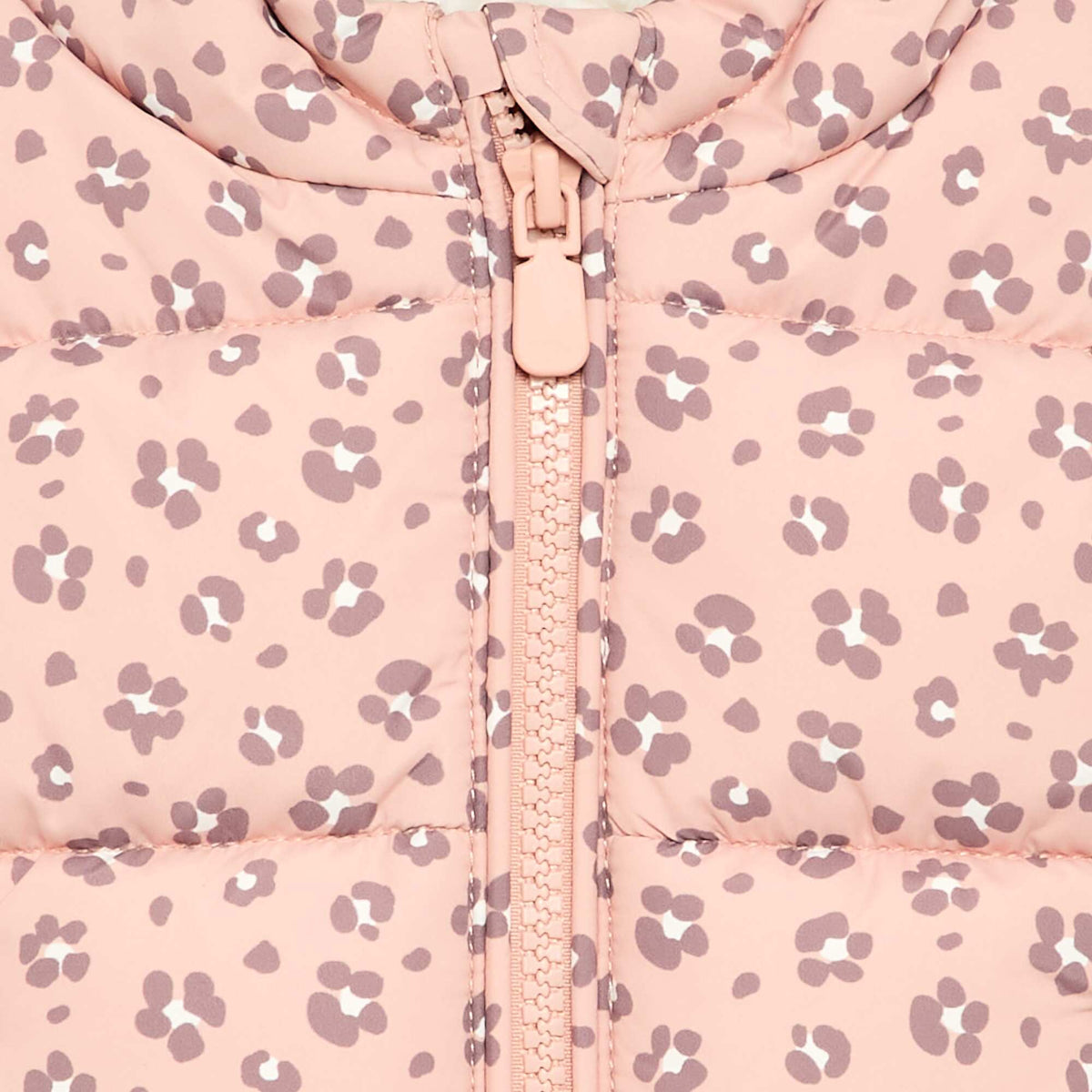 Printed sleeveless hooded puffer jacket ORANGE