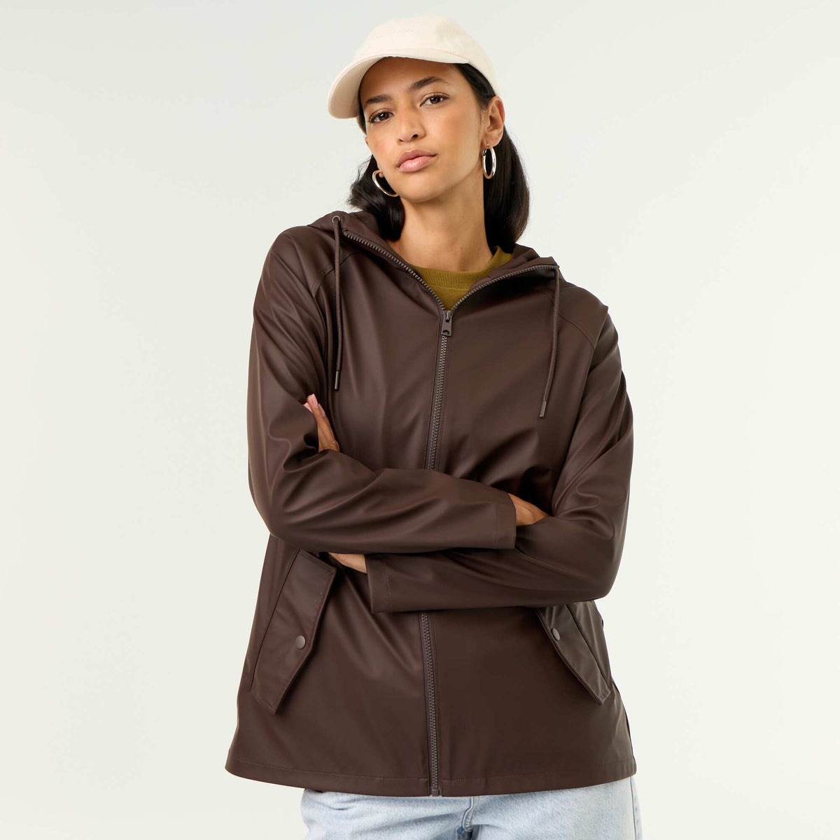 Water-repellent hooded parka BROWN