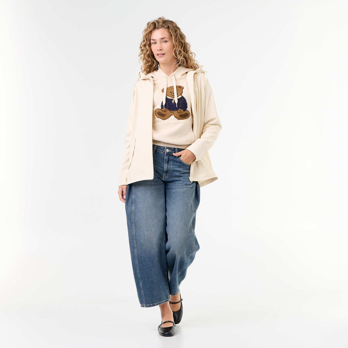 Water-repellent hooded parka BEIGE