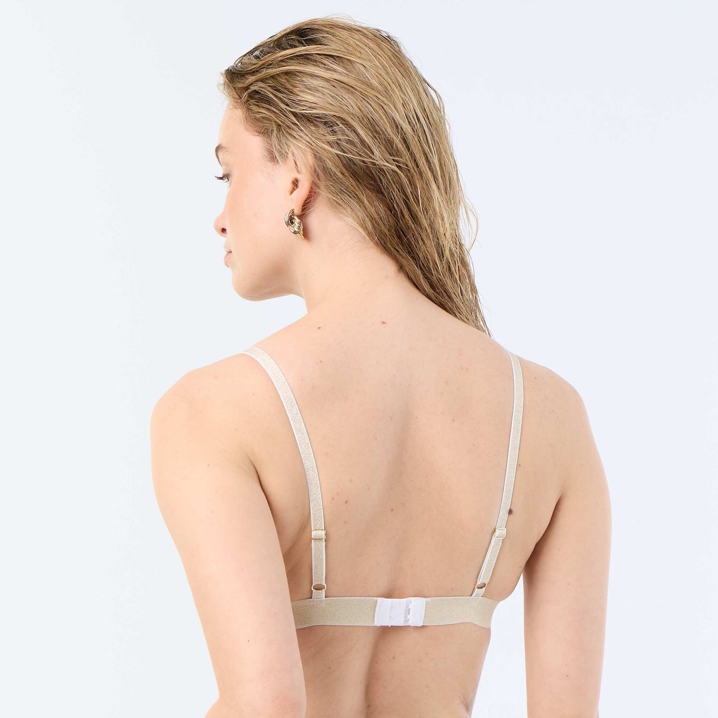 Wireless lace triangle bra WHITE