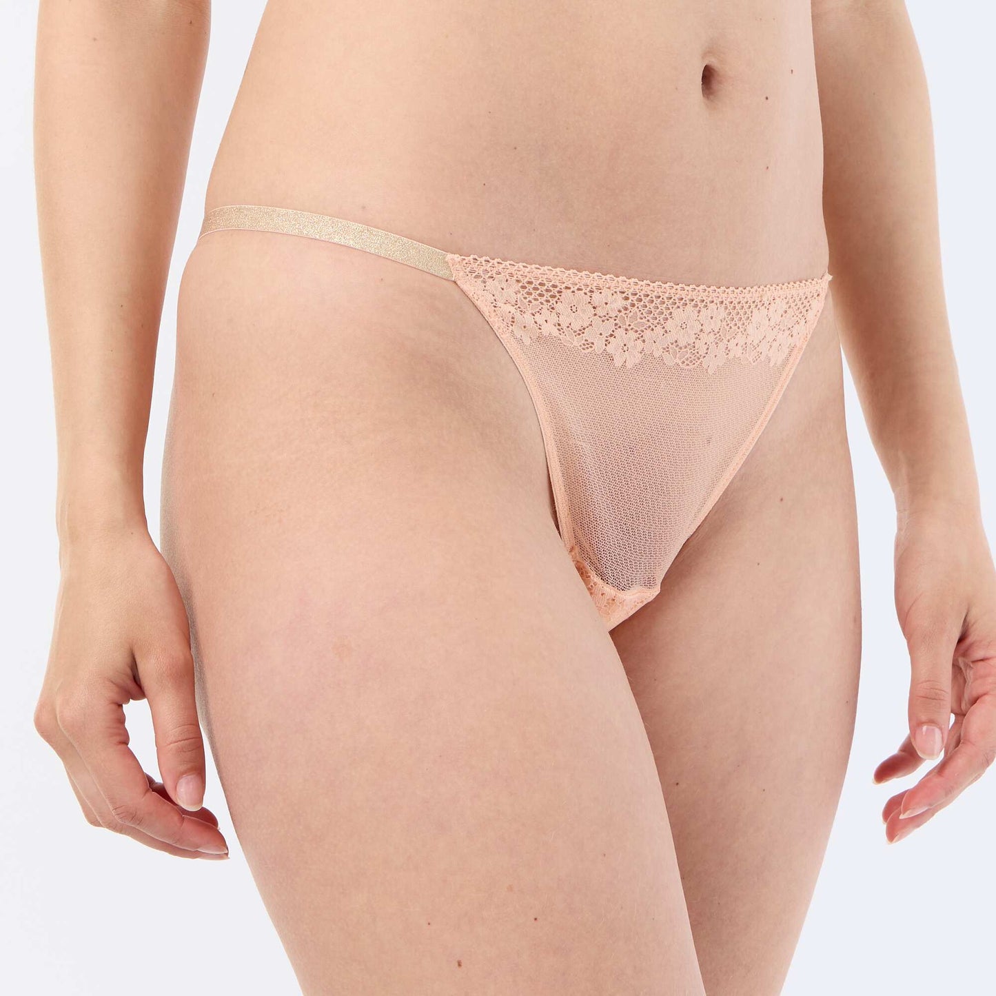Lace thong with sparkling details ORANGE