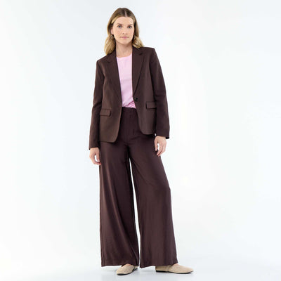 Wide-leg trousers with 2 pockets BROWN