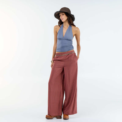 Wide-leg trousers with 2 pockets BROWN