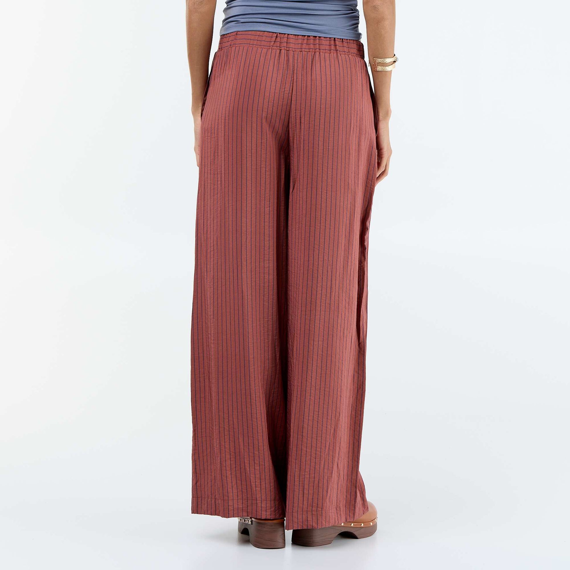 Wide-leg trousers with 2 pockets BROWN