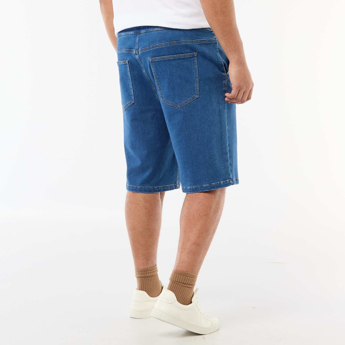 Denim Bermuda shorts with drawstring BLUE