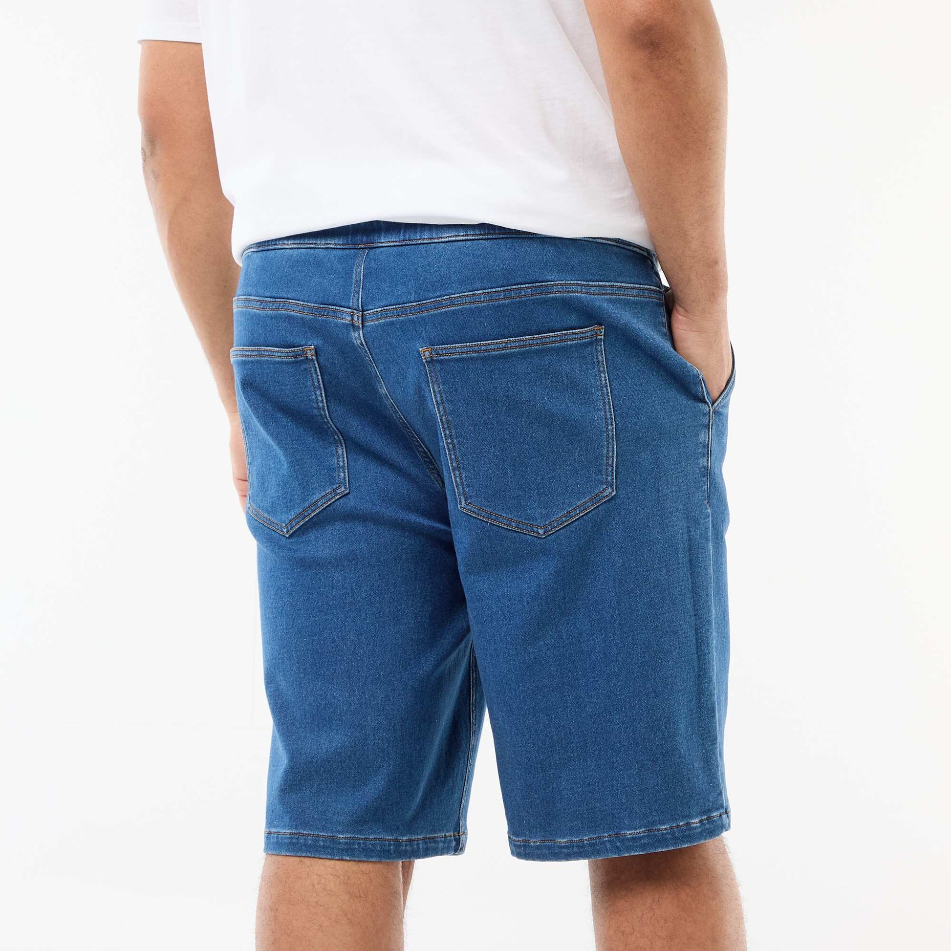 Denim Bermuda shorts with drawstring BLUE
