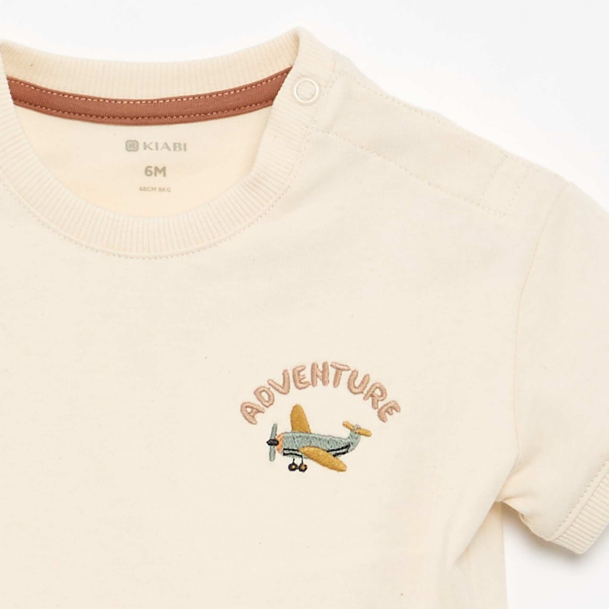 Short-sleeved fun print t-shirt BEIGE