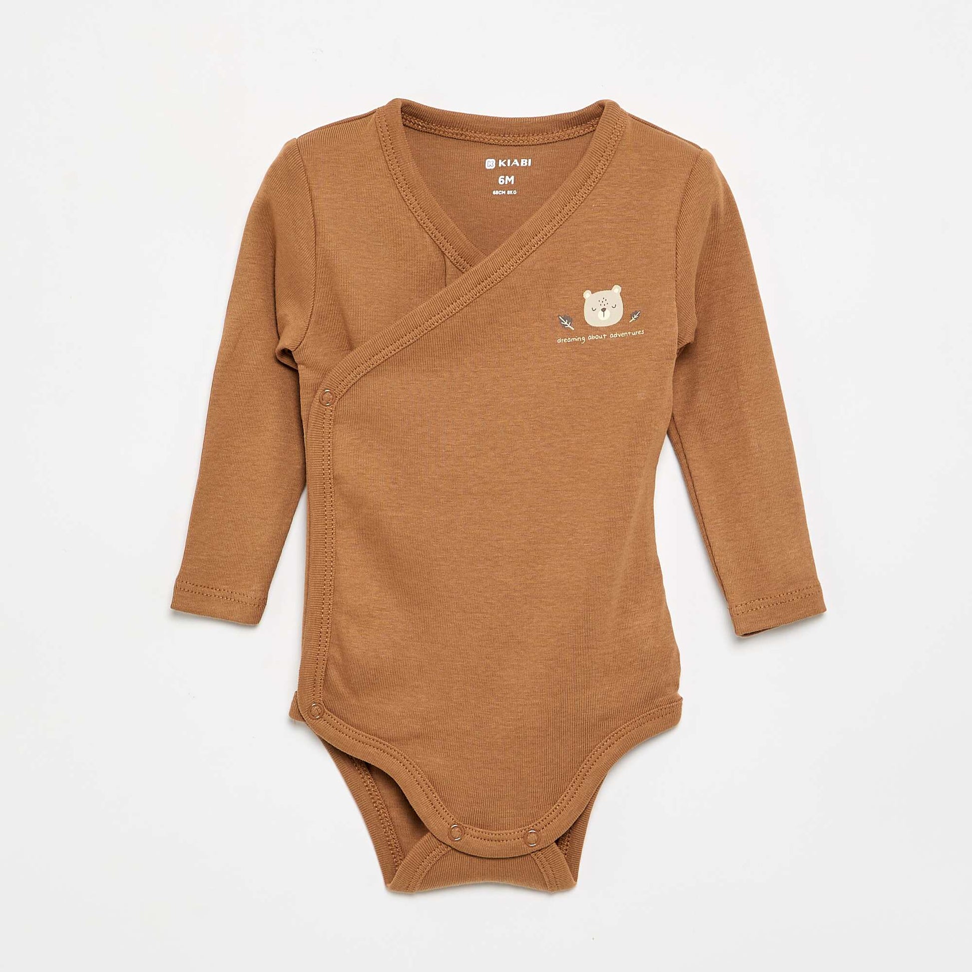 Pack of 5 Printed Cotton Bodysuits BROWN