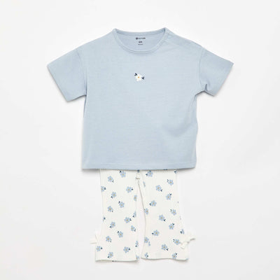 2-piece T-shirt and Leggings Set BLUE