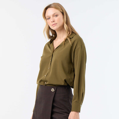 Plain Flowy Blouse GREEN