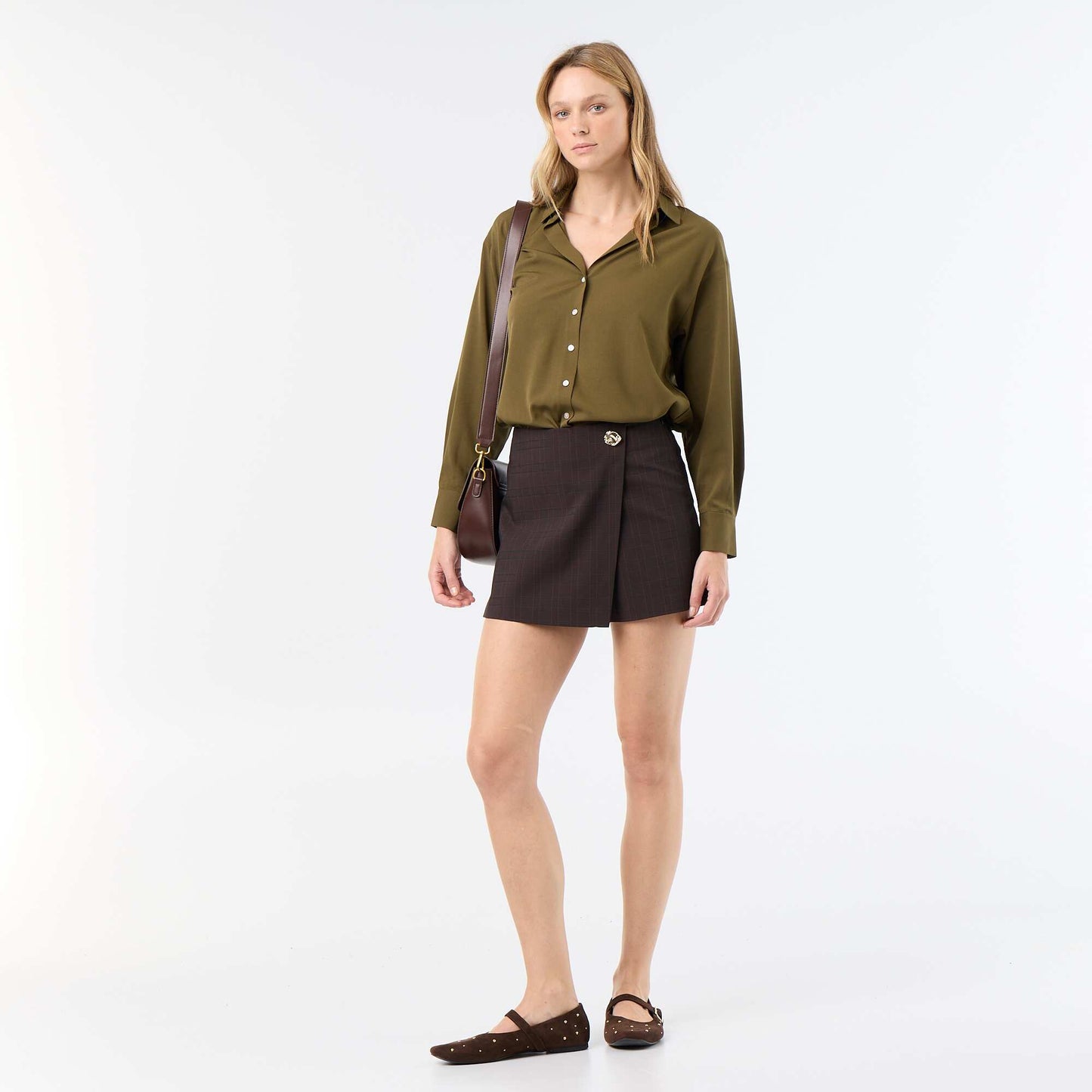 Plain Flowy Blouse GREEN