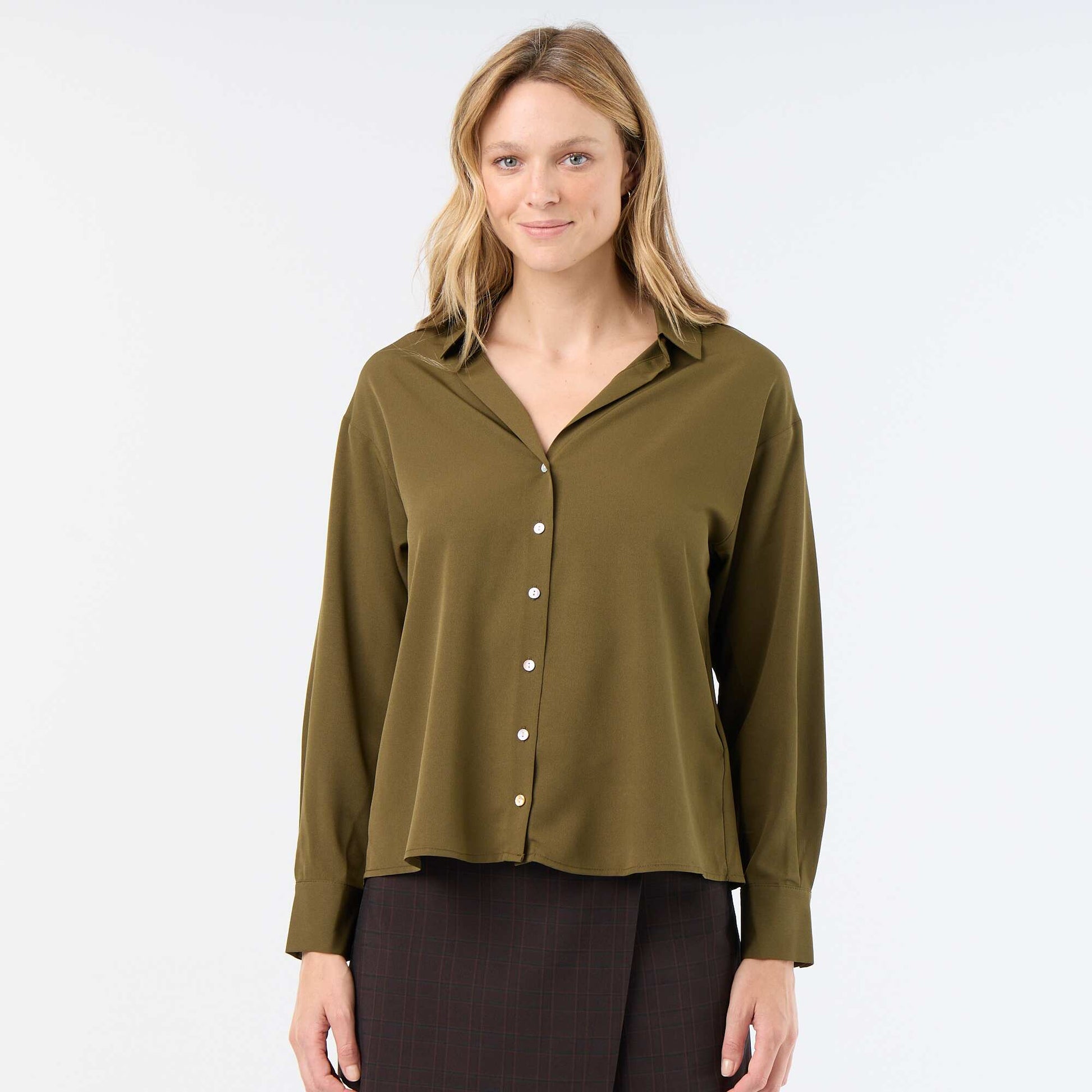 Plain Flowy Blouse GREEN