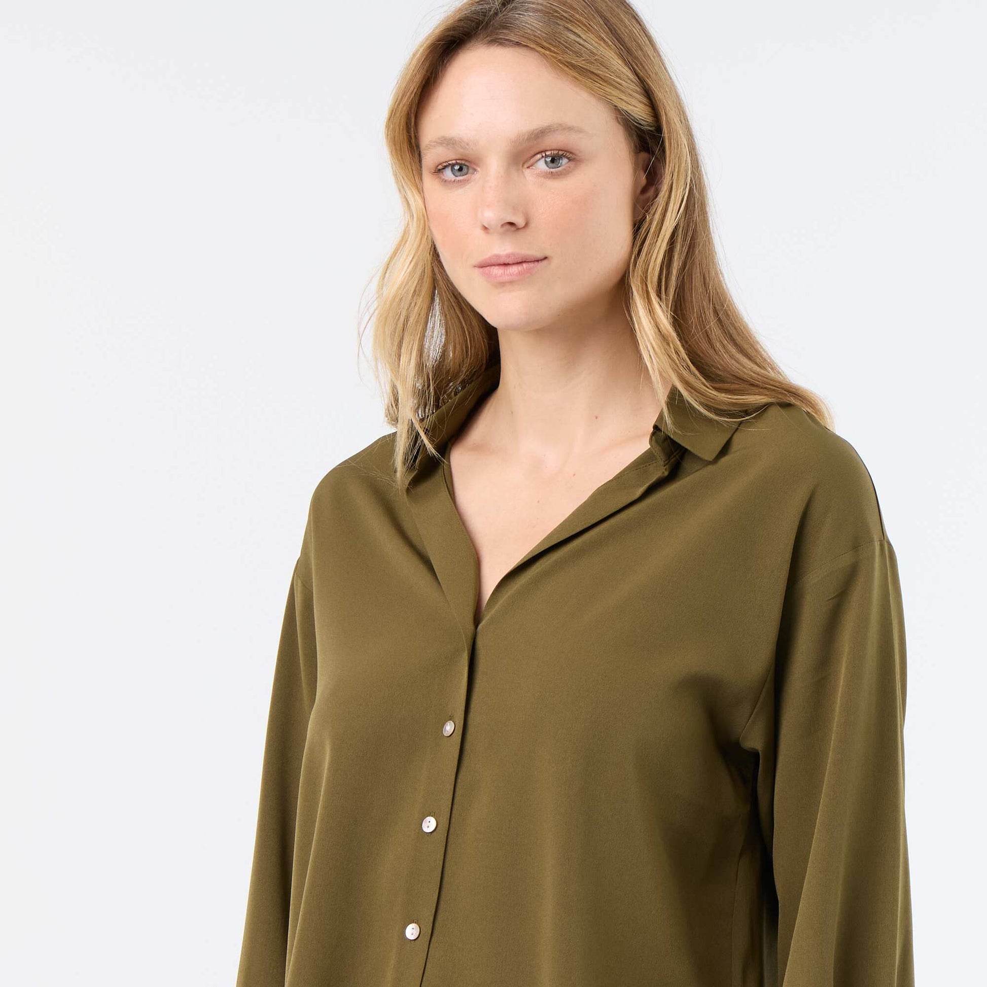 Plain Flowy Blouse GREEN