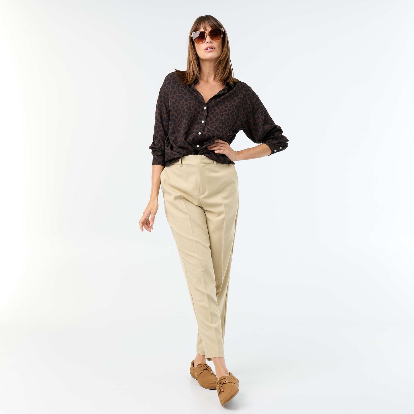 Plain Flowy Blouse BROWN
