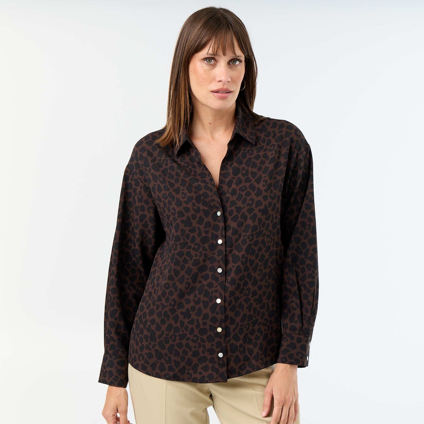 Plain Flowy Blouse BROWN