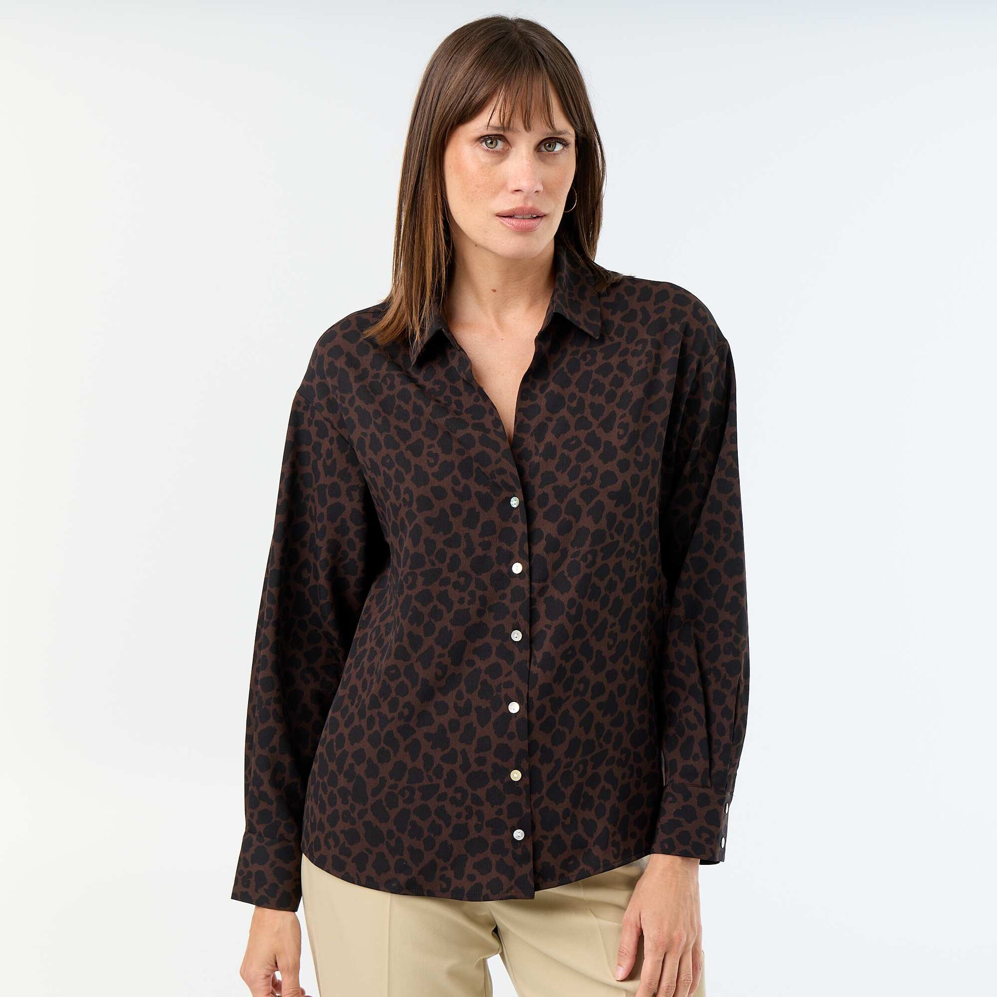 Plain Flowy Blouse BROWN