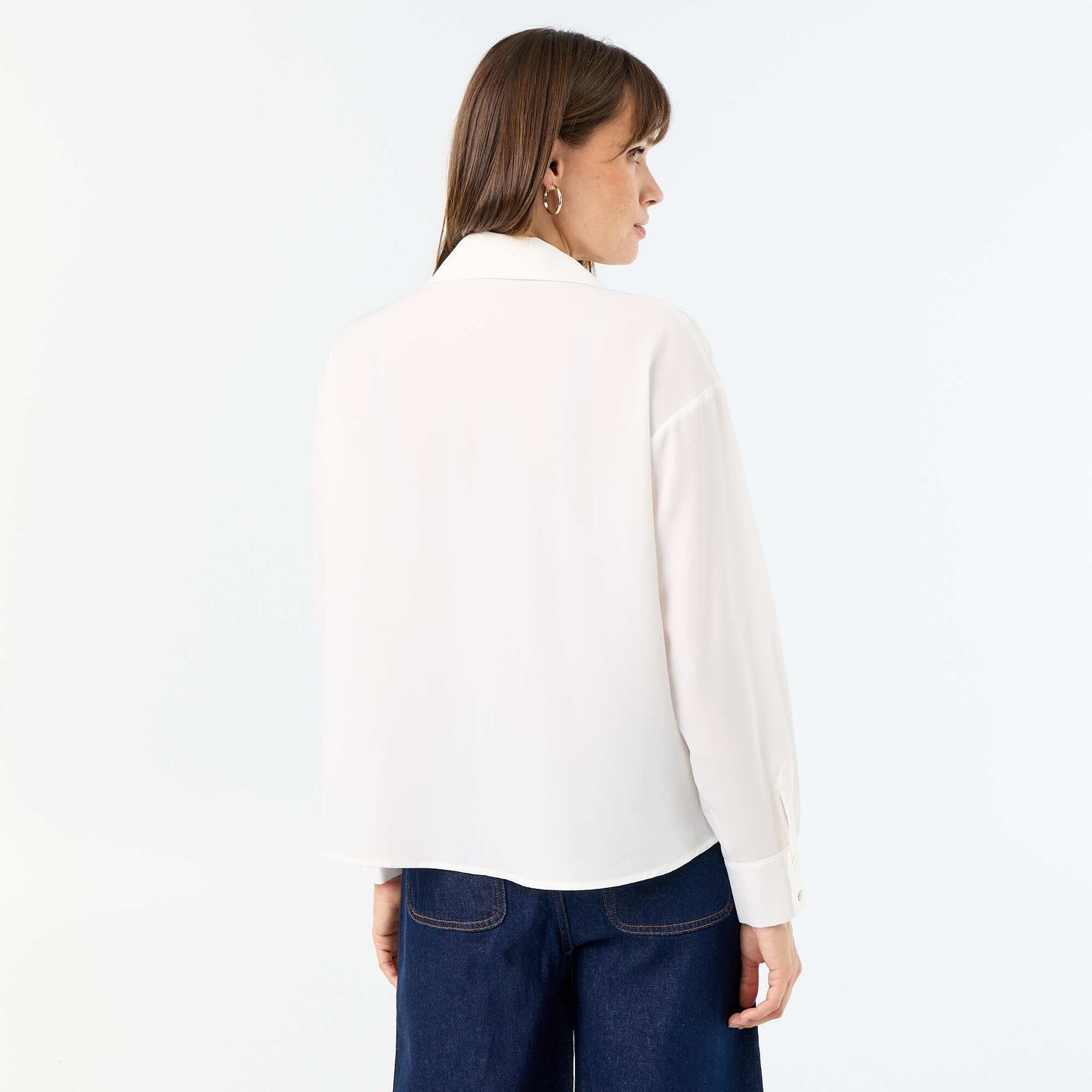 Plain Flowy Blouse WHITE