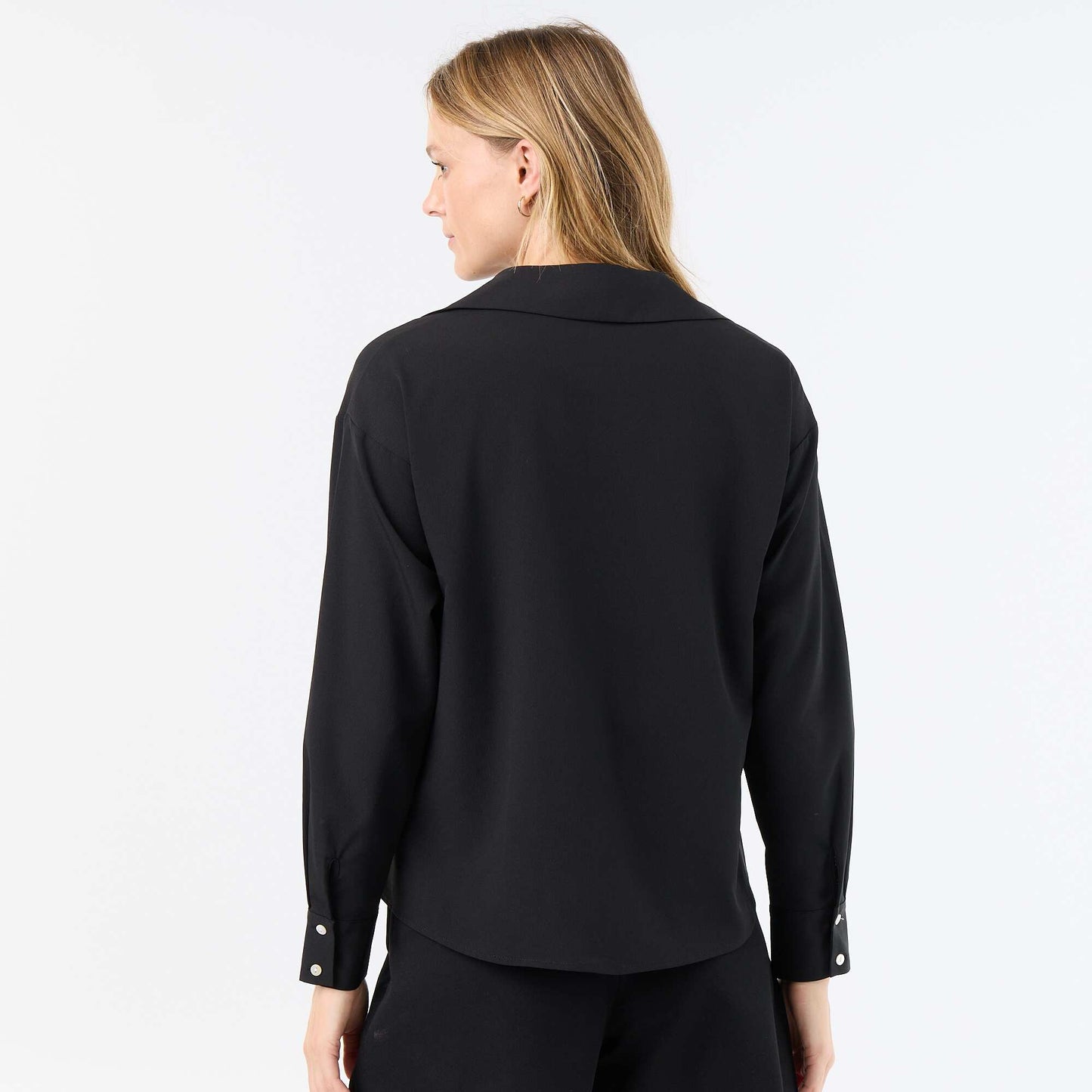 Plain Flowy Blouse BLACK
