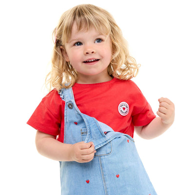 Short-sleeved T-shirt with Stitched Heart RED