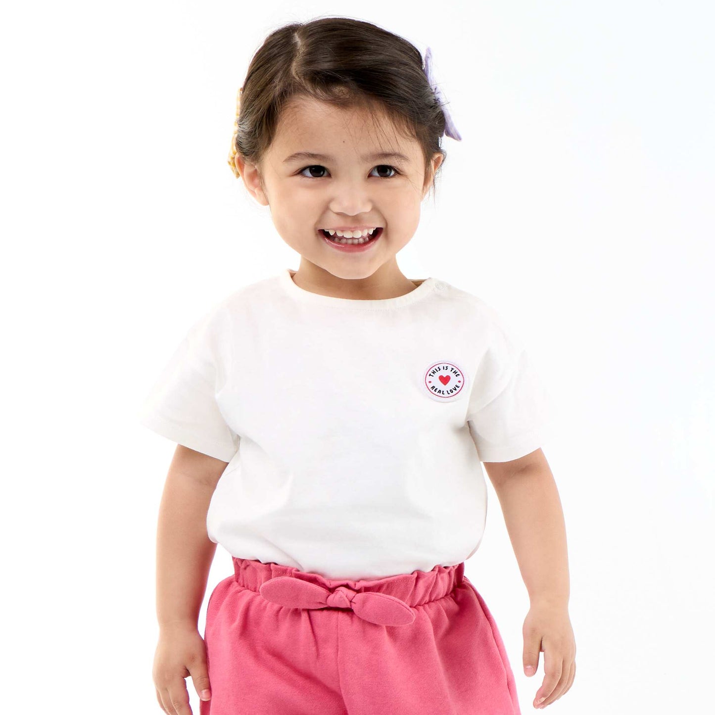 Short-sleeved T-shirt with Stitched Heart WHITE