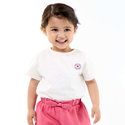 Short-sleeved T-shirt with Stitched Heart WHITE