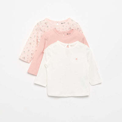 Set of 3 long-sleeved t-shirts PINK
