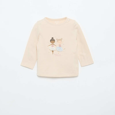 Long-sleeved jersey T-shirt BEIGE
