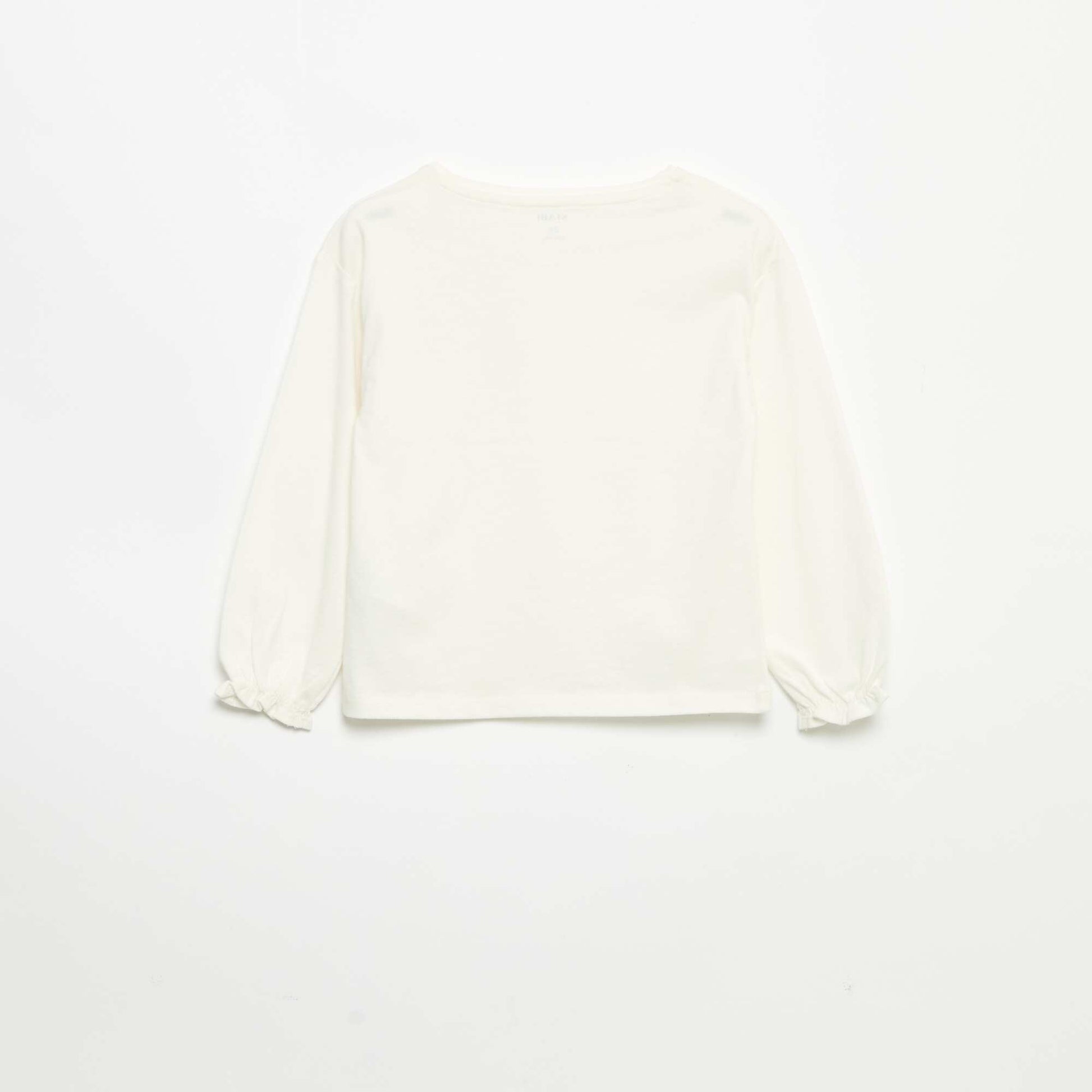 Long-sleeved Striped T-shirt with Decorative Bows WHITE