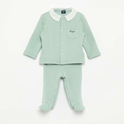2-piece Velour-Look Baby Pajamas GREEN