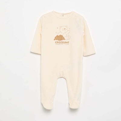 Velour Sleepsuit with Feet WHITE