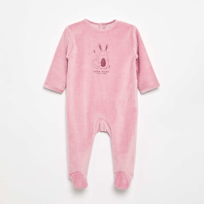 Velour Sleepsuit with Feet PINK