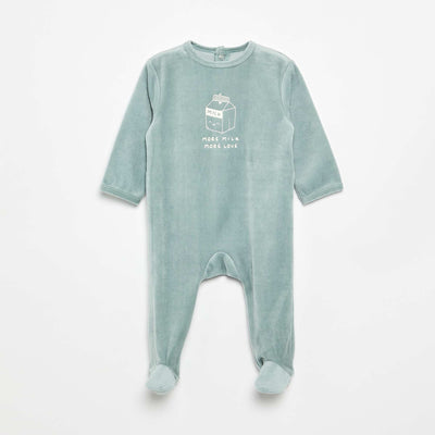 Velour Sleepsuit with Feet BLUE