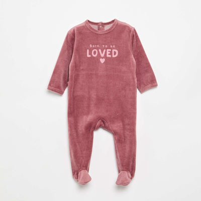 Velour Sleepsuit with Feet PINK