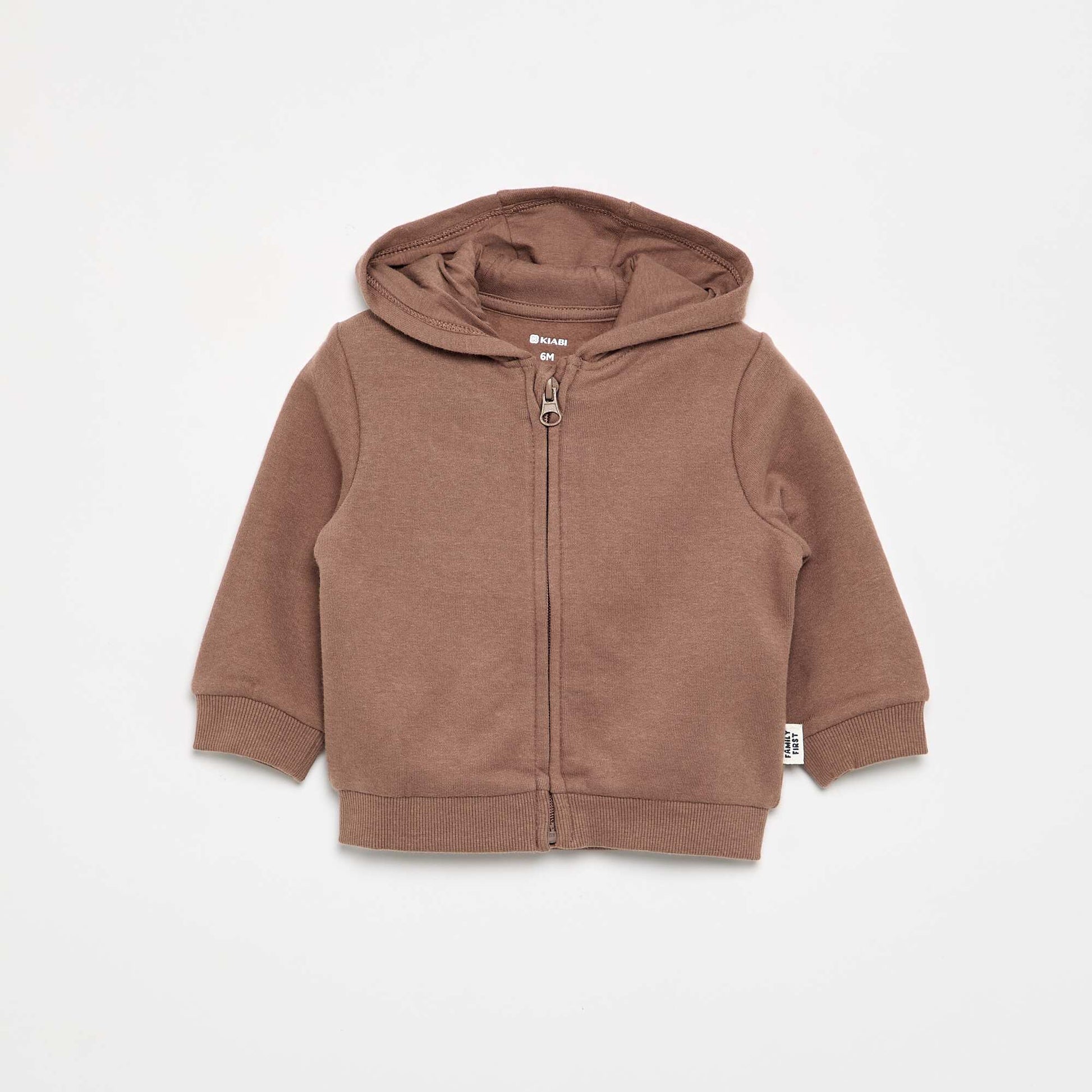 Hooded zip-up sweatshirt BROWN