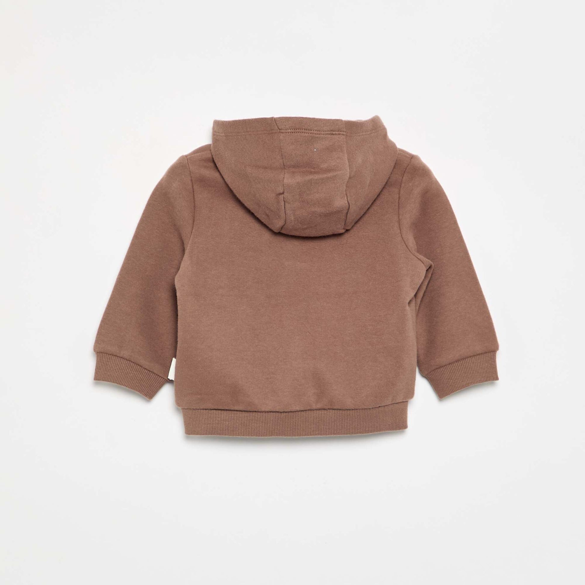 Hooded zip-up sweatshirt BROWN
