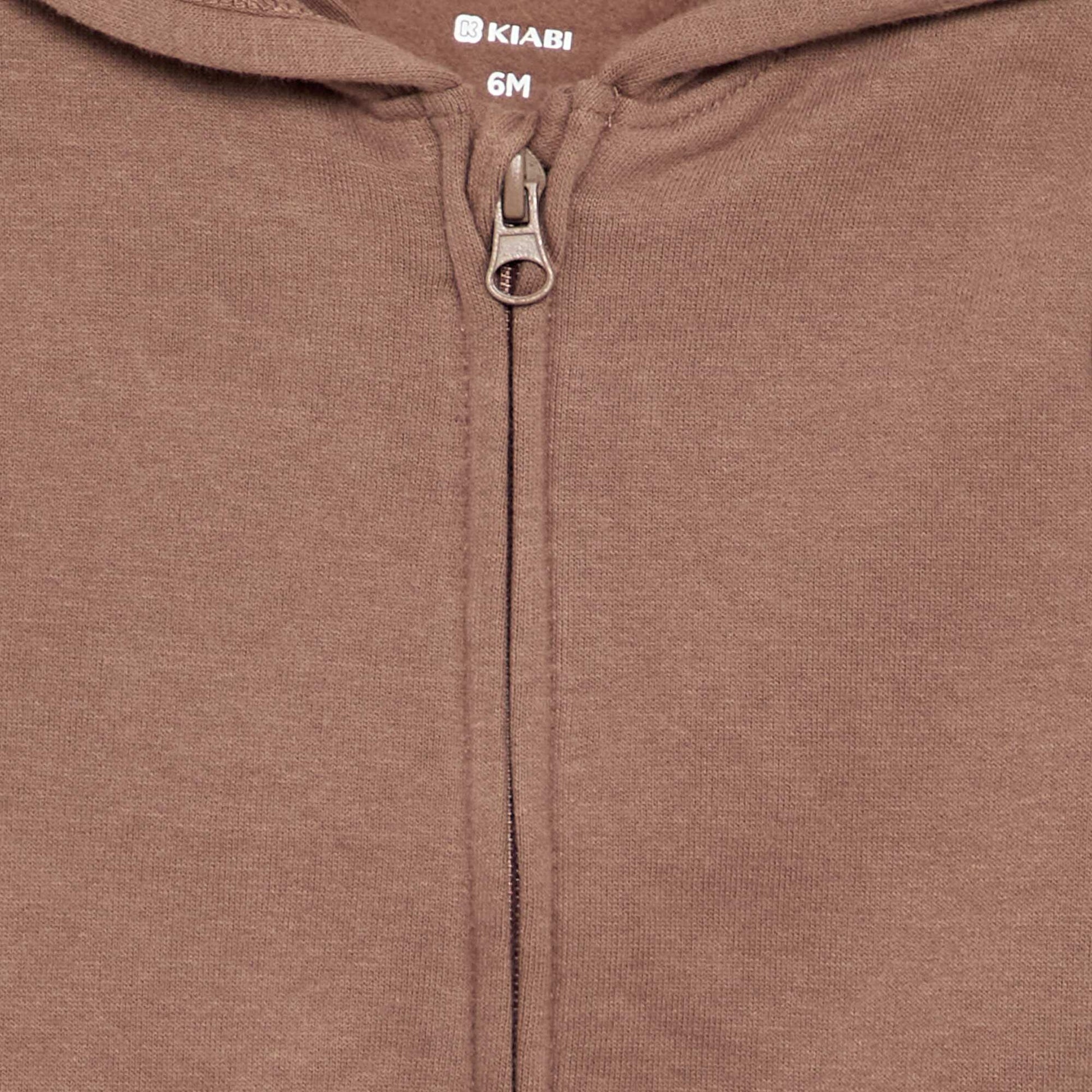 Hooded zip-up sweatshirt BROWN
