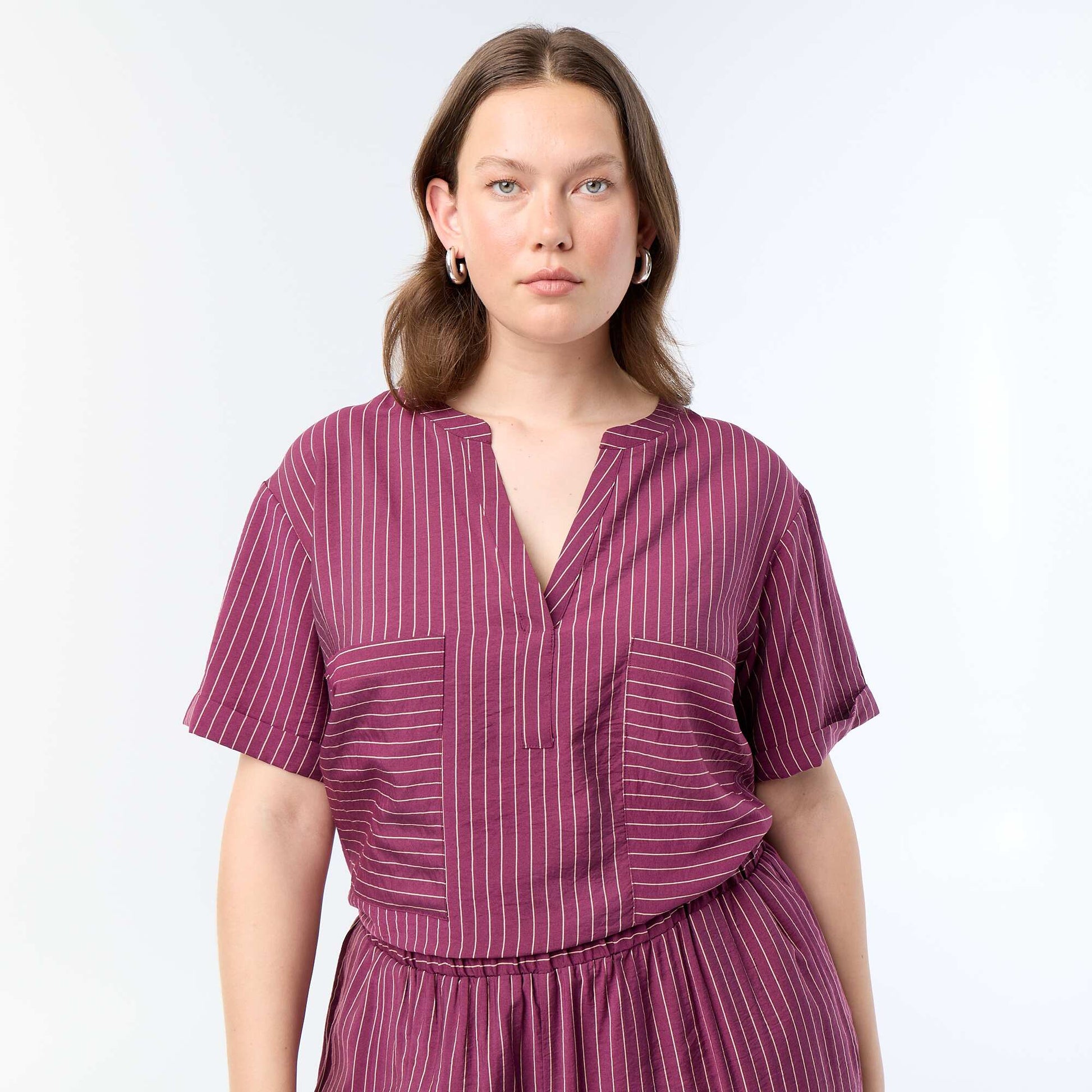 Fluid viscose caftan blouse PURPLE