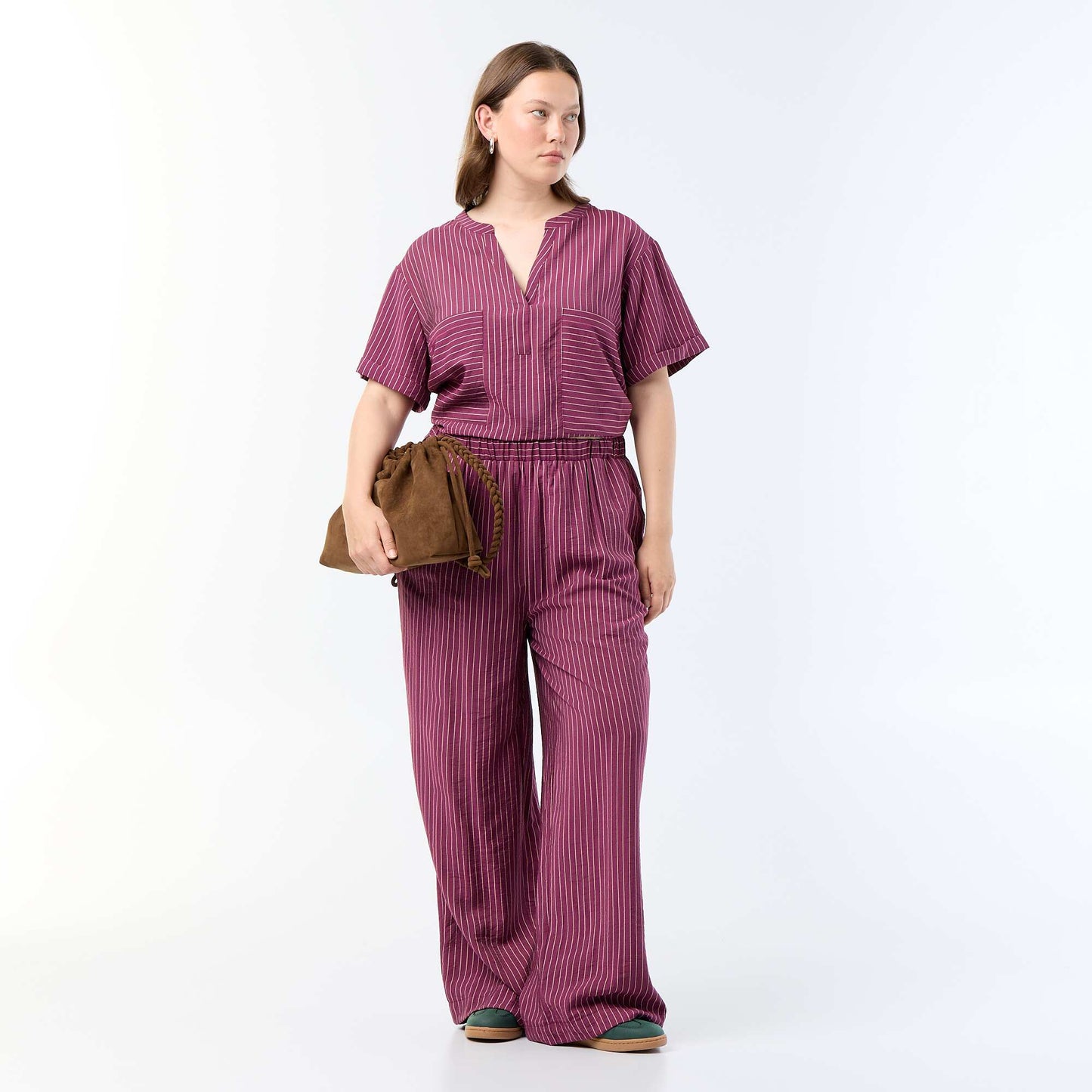 Fluid viscose caftan blouse PURPLE