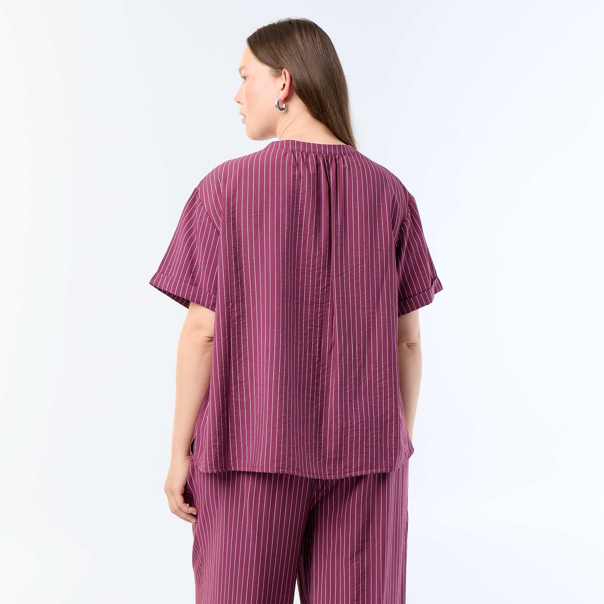 Fluid viscose caftan blouse PURPLE