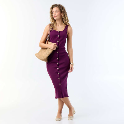 Long Ribbed Dress PURPLE