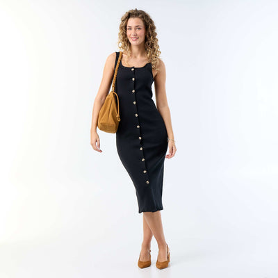 Long Ribbed Dress BLACK