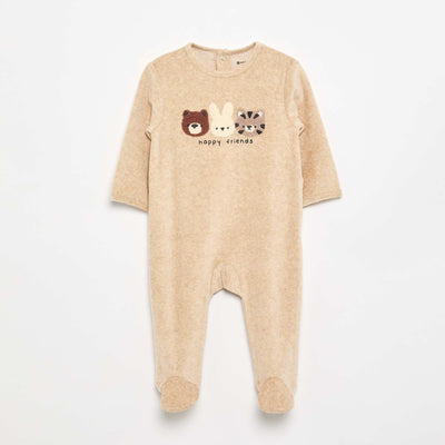 Velour Sleepsuit BEIGE