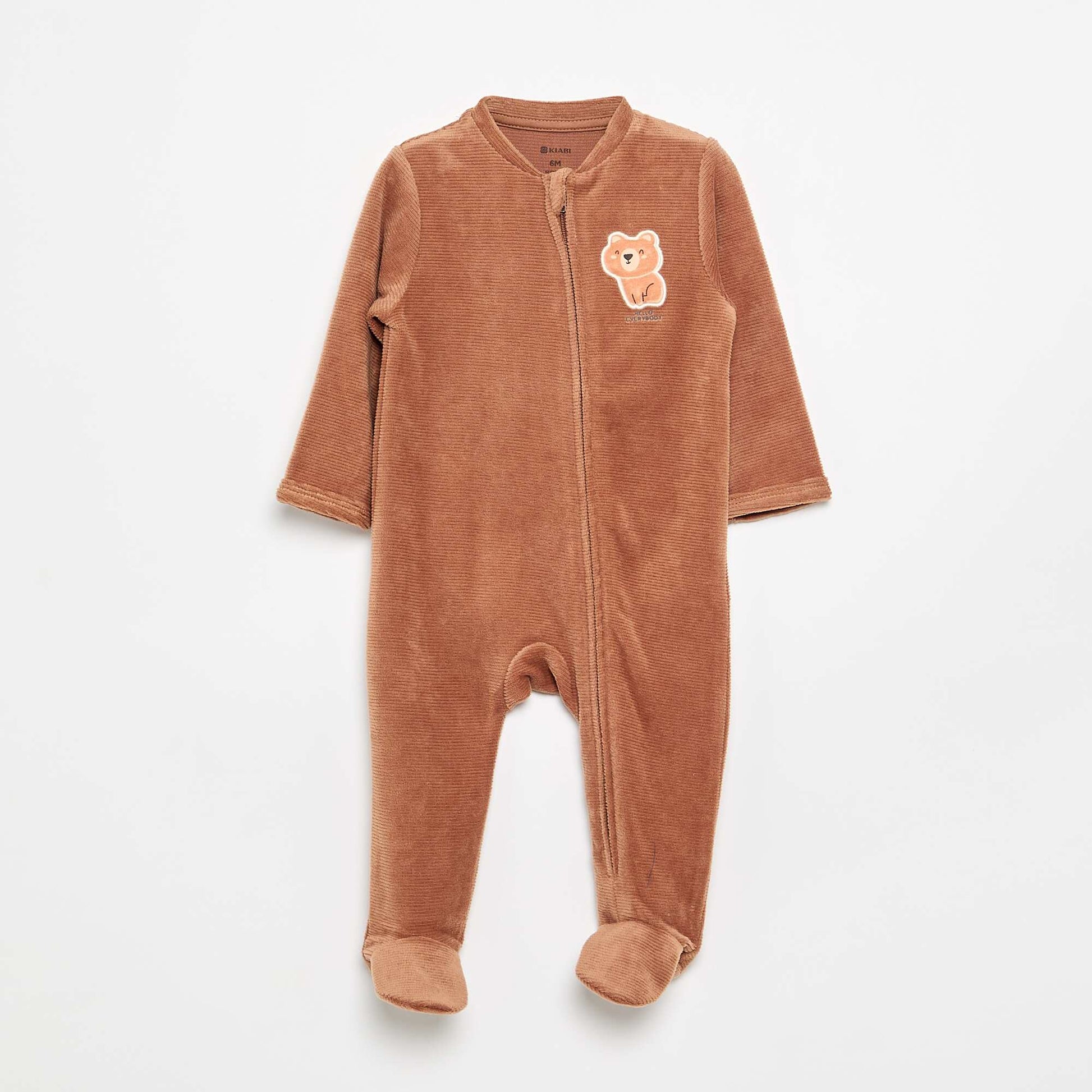 Snuggly Velvet Baby Sleepsuit BROWN