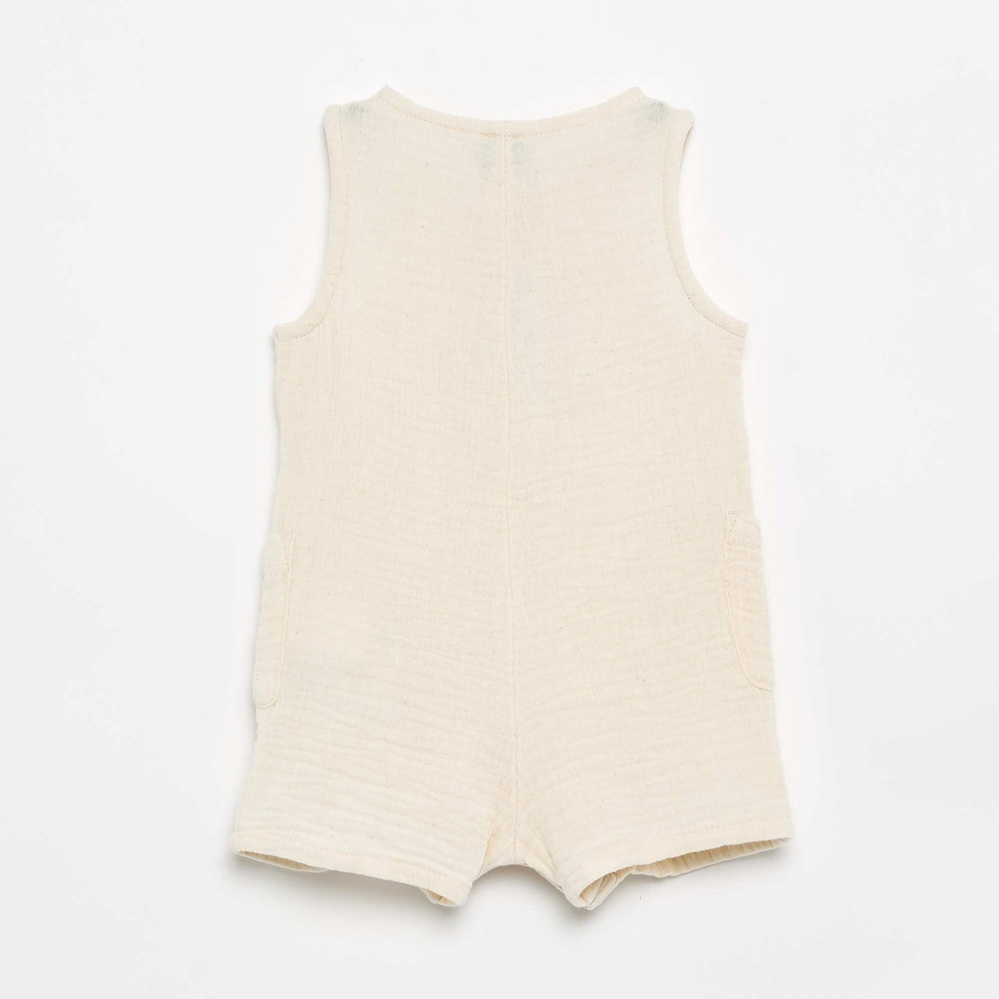 Sleeveless Cotton Gauze Romper BEIGE