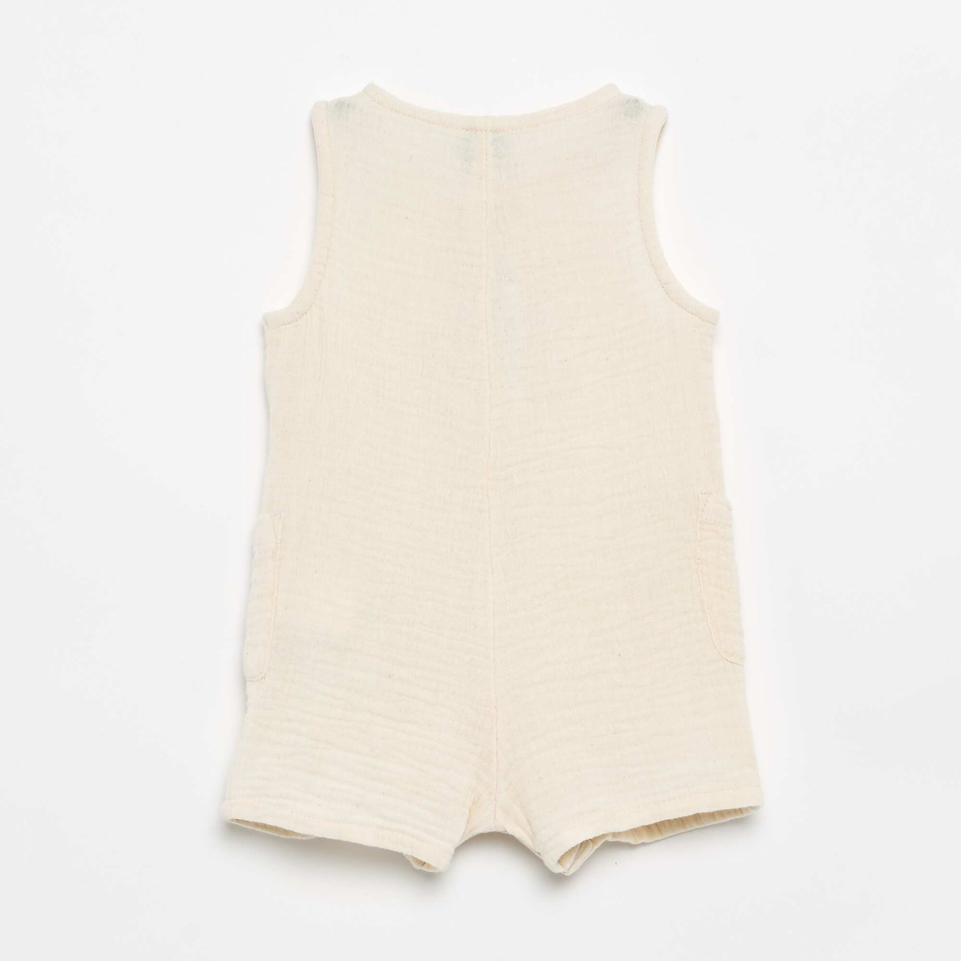 Sleeveless Cotton Gauze Romper BEIGE