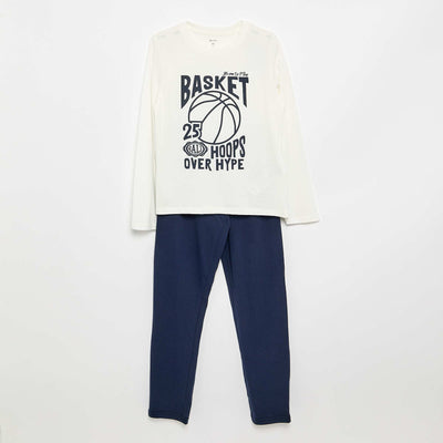 2-piece Pyjamas - Long-sleeved T-shirt + Trousers WHITE