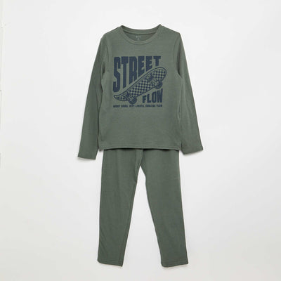 2-piece Pyjamas - Long-sleeved T-shirt + Trousers GREEN