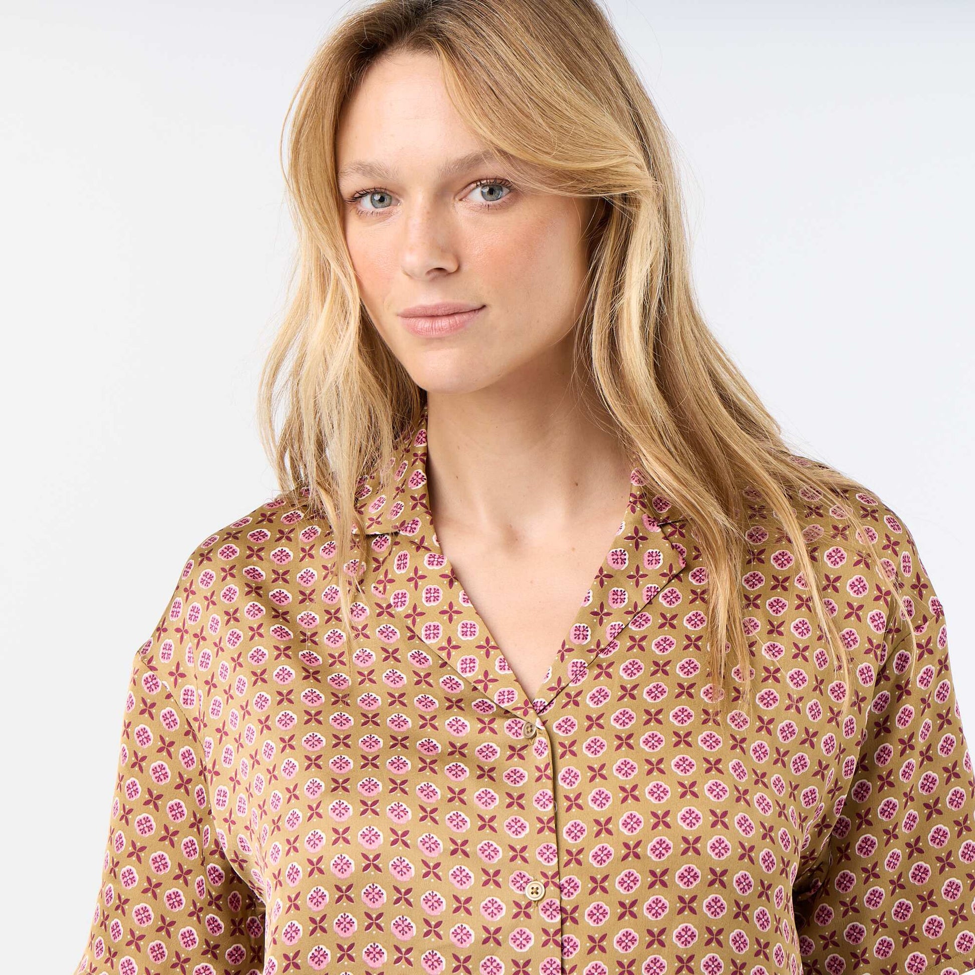 Lightweight Printed Knit Pajamas BROWN